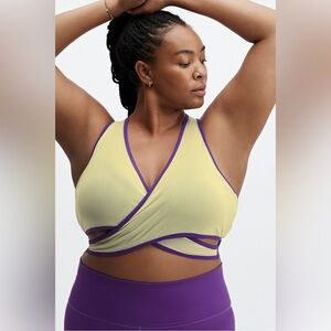 Berry Kiss/Lemon Crème Fabletics Faye Medium Impact Strappy Sports Bra